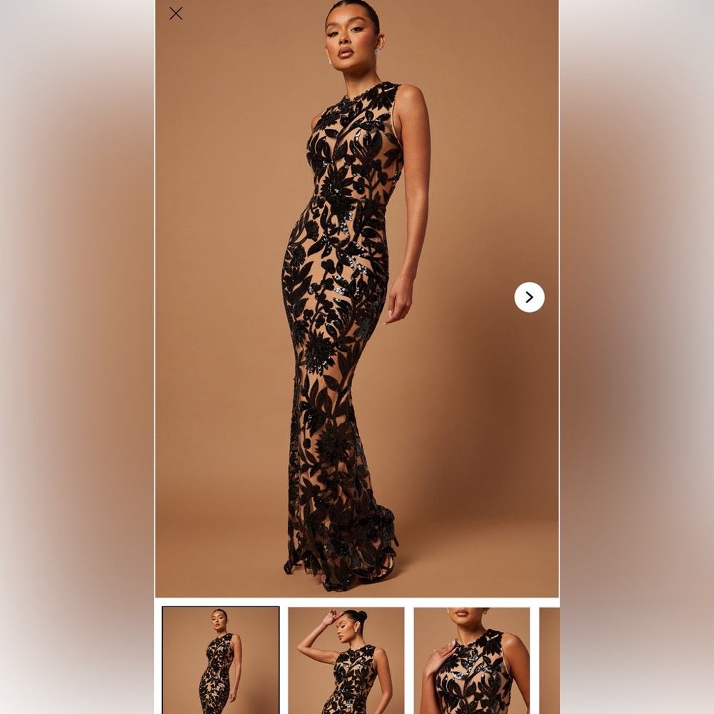 Fashion Nova Black Floral Maxi Dress
